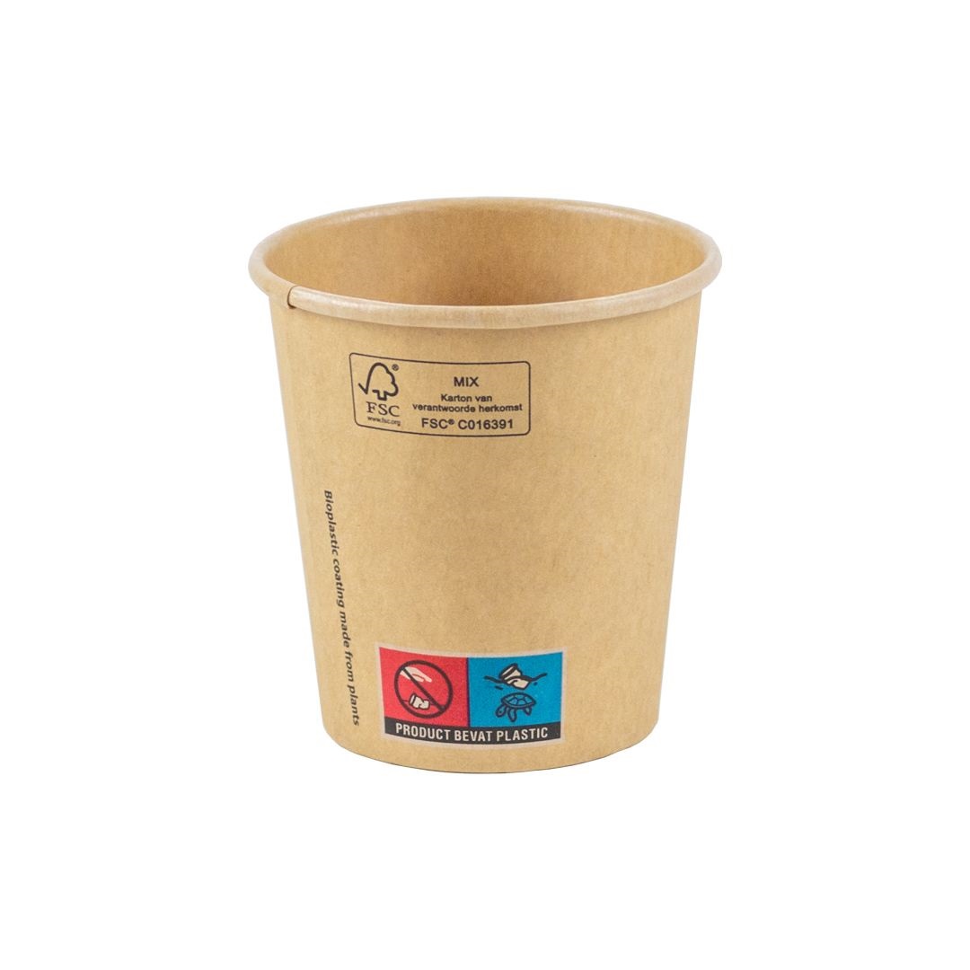 walvis repetitie gebruiker Kraft PLA koffiebeker 7oz/210ml/73mm Ø SUP | Groothandel in BioDisposables  | BioDisposables.Shop