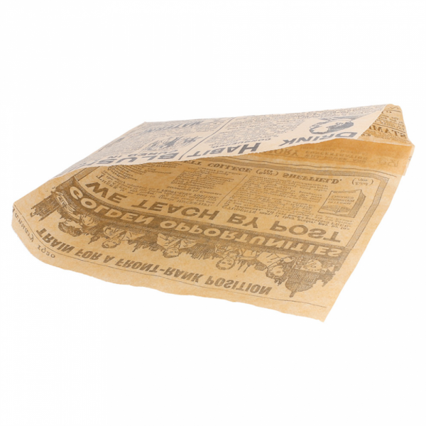 Vetvrij snackzakje krant bruin 16 bij 16,5 cm open