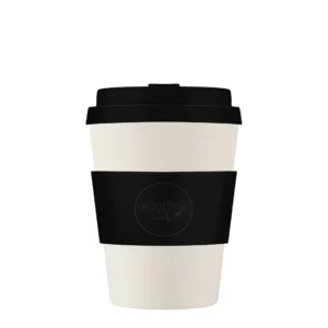 Herbruikbare koffiebeker 'Black Nature' 12 oz 360 ml met deksel en sleeve