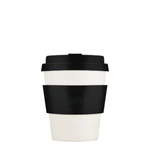 Herbruikbare koffiebeker 'Black Nature' 8 oz 240 ml met deksel en sleeve